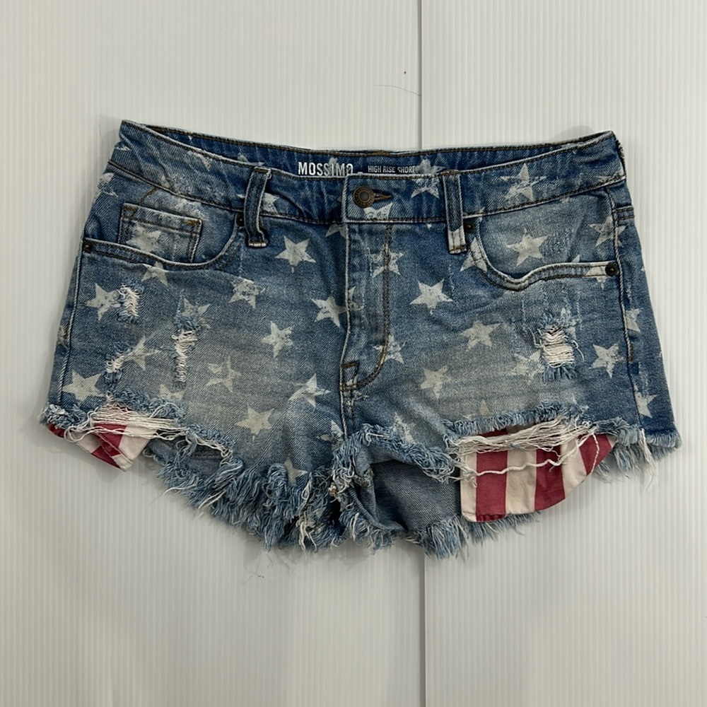 Mossimo Supply Co. Women's Blue Denim Star & Flag Jean Shorts